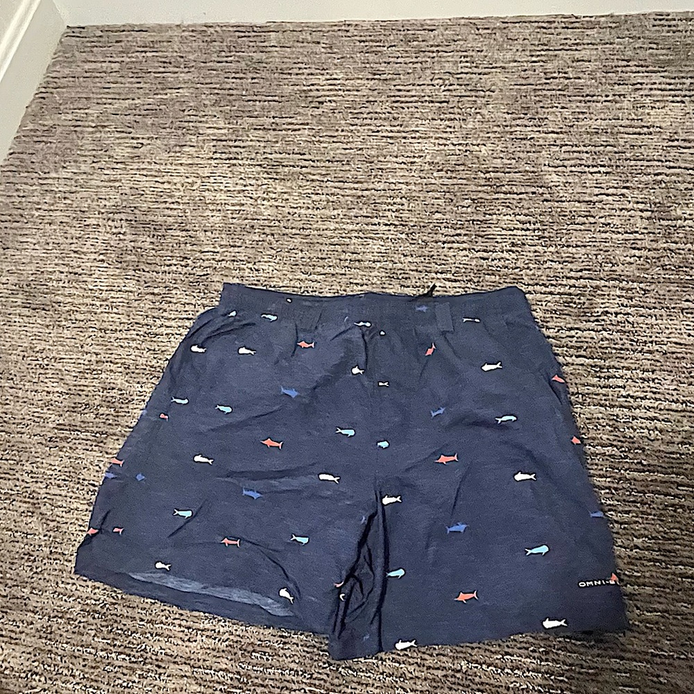 Blue Columbia swim trunks